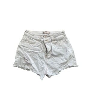 SO Goods‎ For Life White Denim High Rise Distressed Frayed Hem Shorts